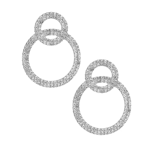 Kolczyki koła wiszące z cyrkoniami SREBRNE ozdobne sztyfty wizytowe