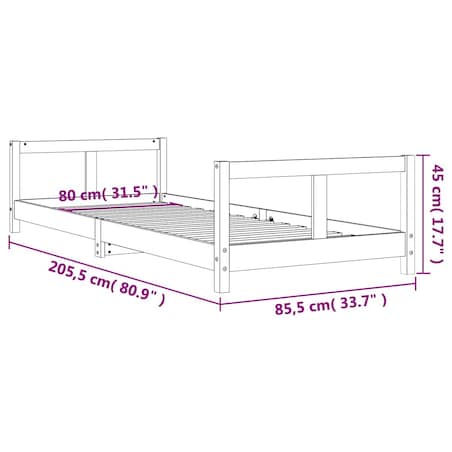 vidaXL Rama łóżka dla dzieci, 80x200 cm, drewno sosnowe