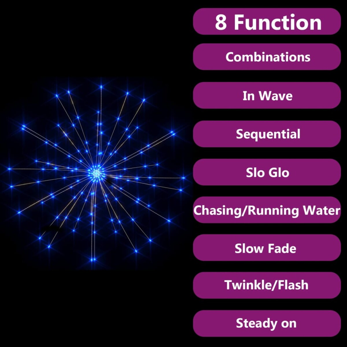 vidaXL Ogrodowa lampka fajerwerkowa, niebieska, 20 cm, 140 LED