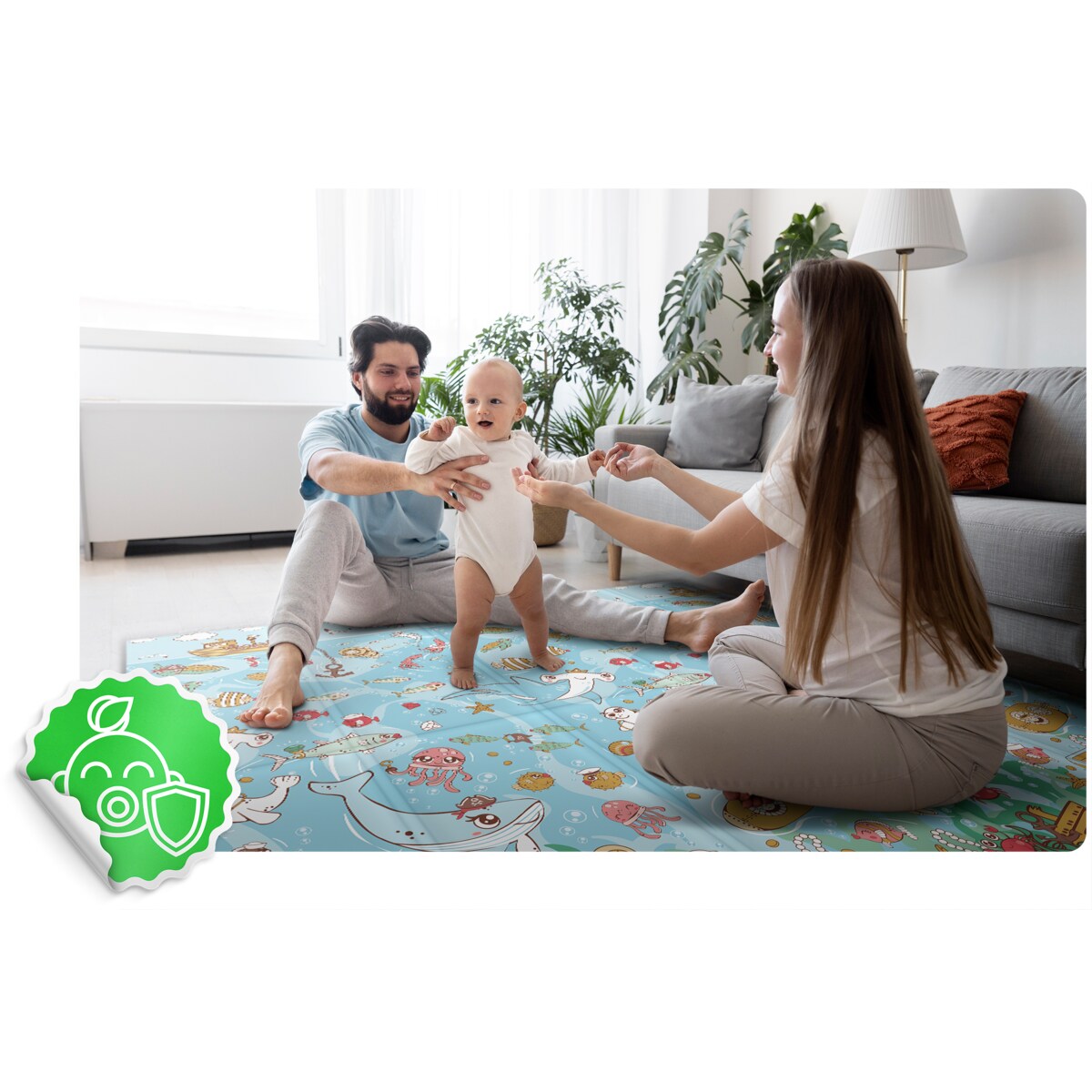 Mata piankowa edukacyjna składana dla dzieci duża 180x200 pianka xpe Nukido