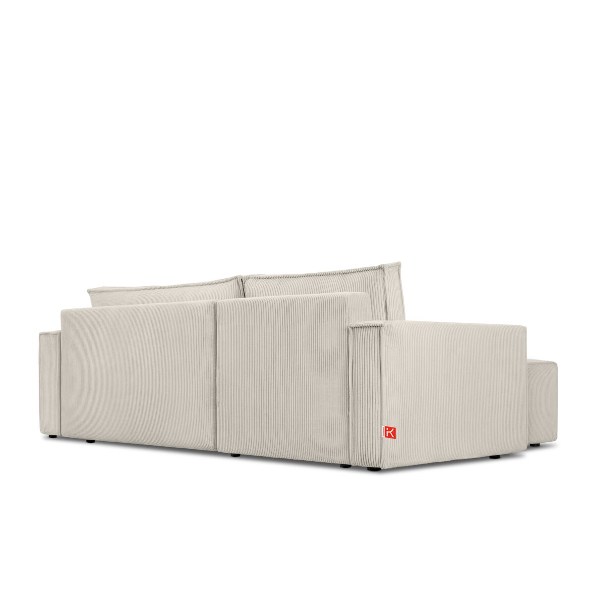 KONSIMO NAPI Duży rozkładany narożnik wykonany ze sztruksu w kolorze kremowym, prawy/lewy