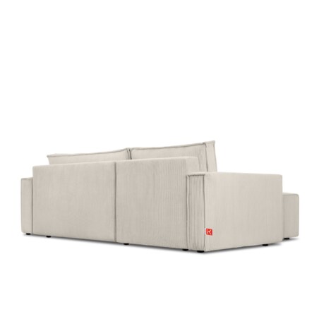 KONSIMO NAPI Duży rozkładany narożnik wykonany ze sztruksu w kolorze kremowym, prawy/lewy