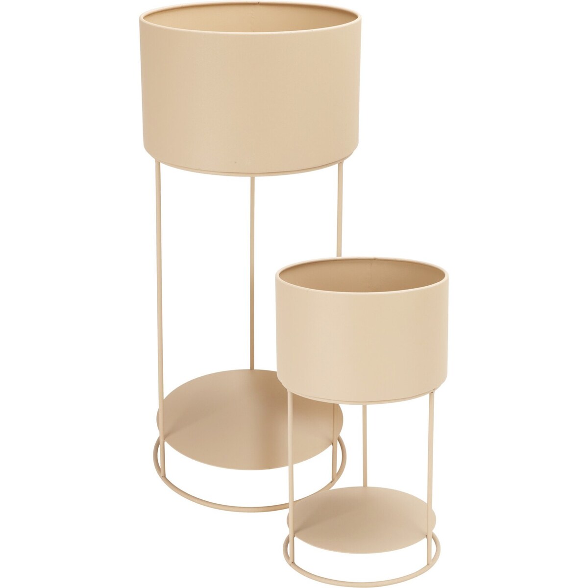 Kwietnik metalowy loftowy z 2 osłonkami 56,5/34,5x25,5/20x25,5/20 cm NARDO-3 beżowy