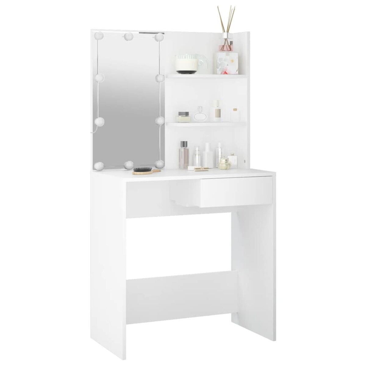 vidaXL Toaletka z oświetleniem LED, biała, 74,5x40x141 cm