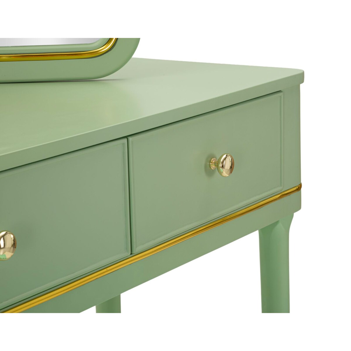Toaletka Camille Dressin, zestaw 3 szt., 120 x 37 x 79 cm, konsola do makijażu, zielony, złoty, Mauro Ferretti
