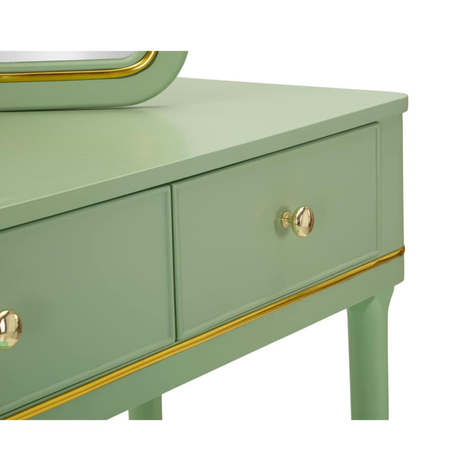 Toaletka Camille Dressin, zestaw 3 szt., 120 x 37 x 79 cm, konsola do makijażu, zielony, złoty, Mauro Ferretti
