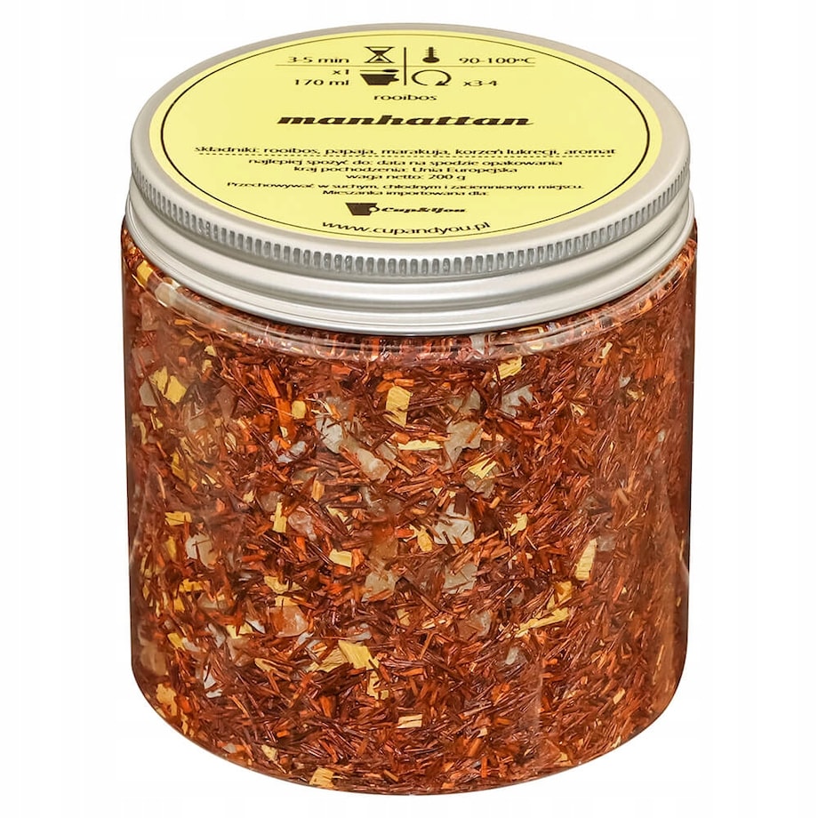 Herbata rooibos z czerwonokrzewu MANHATTAN o intensywnie owocowym smaku - herbata liściasta sypana mieszanka napar susz - gotowa na prezent upominek