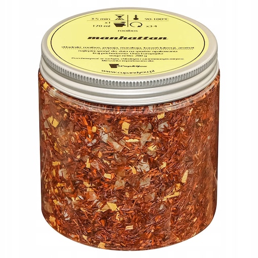 Herbata rooibos z czerwonokrzewu MANHATTAN o intensywnie owocowym smaku - herbata liściasta sypana mieszanka napar susz - gotowa na prezent upominek