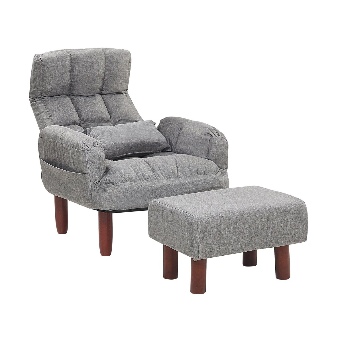 Fotel rozkładany z podnóżkiem szary OLAND