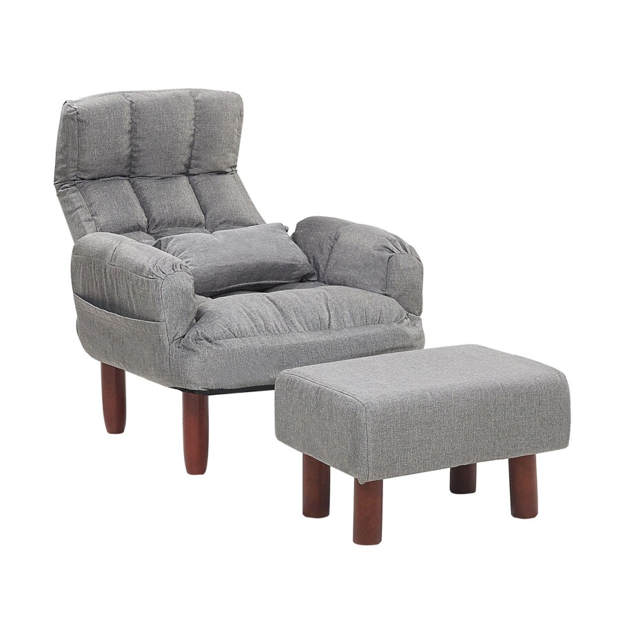 Fotel rozkładany z podnóżkiem szary OLAND