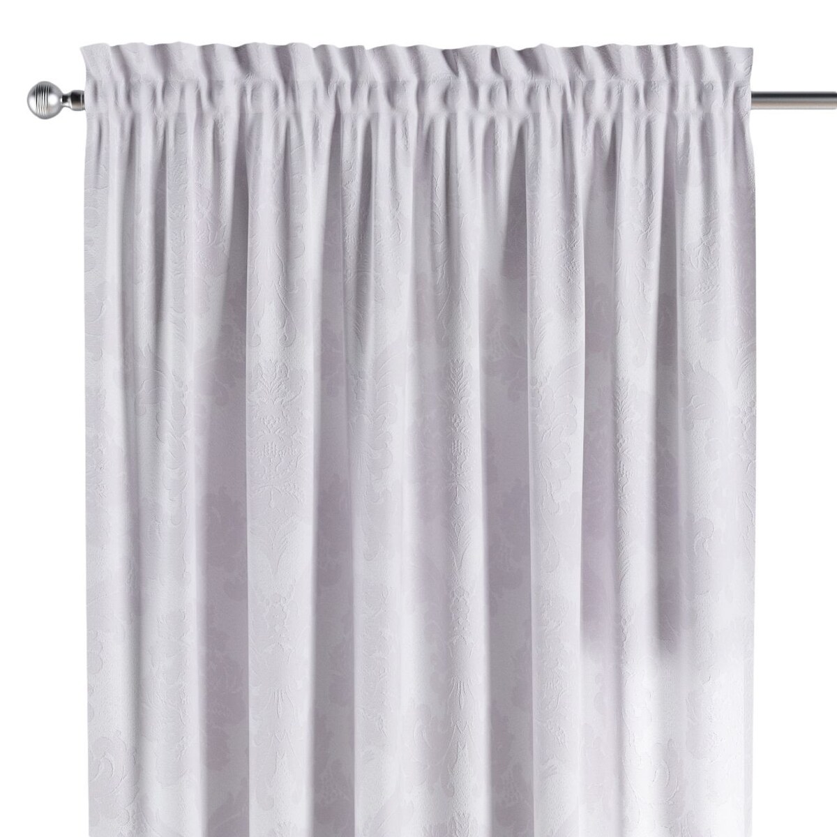 Zasłona na kanale z grzywką 1 szt. 130x260 liście akantu na białym tle