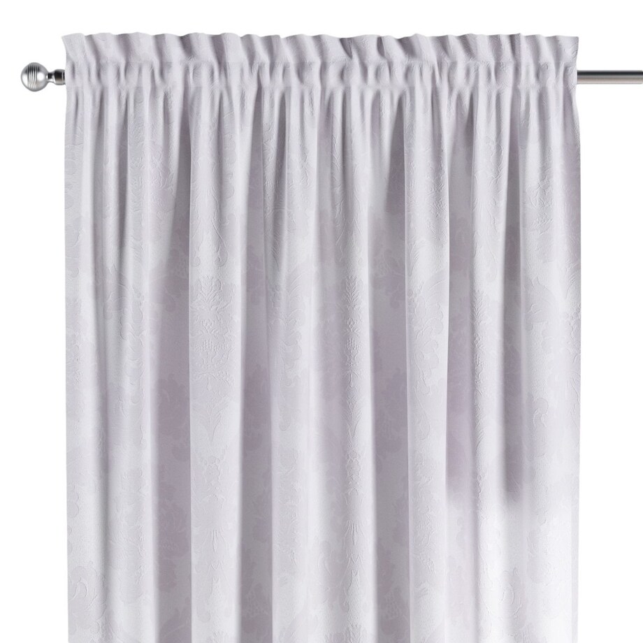 Zasłona na kanale z grzywką 1 szt. 130x260 liście akantu na białym tle