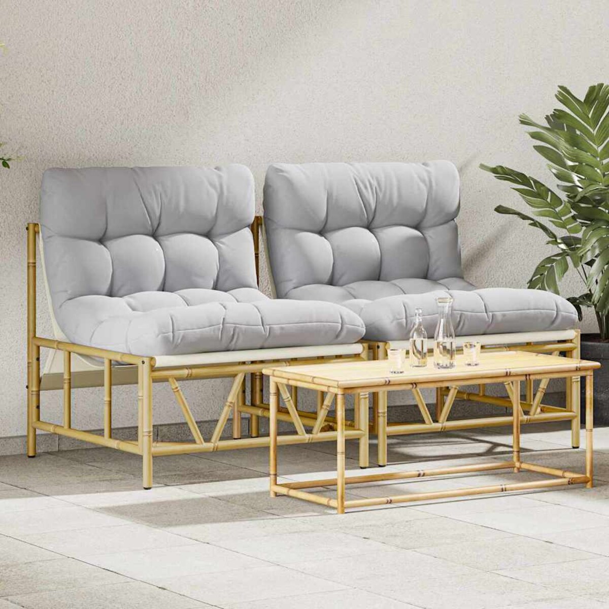 vidaXL Krzesło Ogrodowe 2 pcs Jasnoszary 75 x 75 x 71 cm Stal