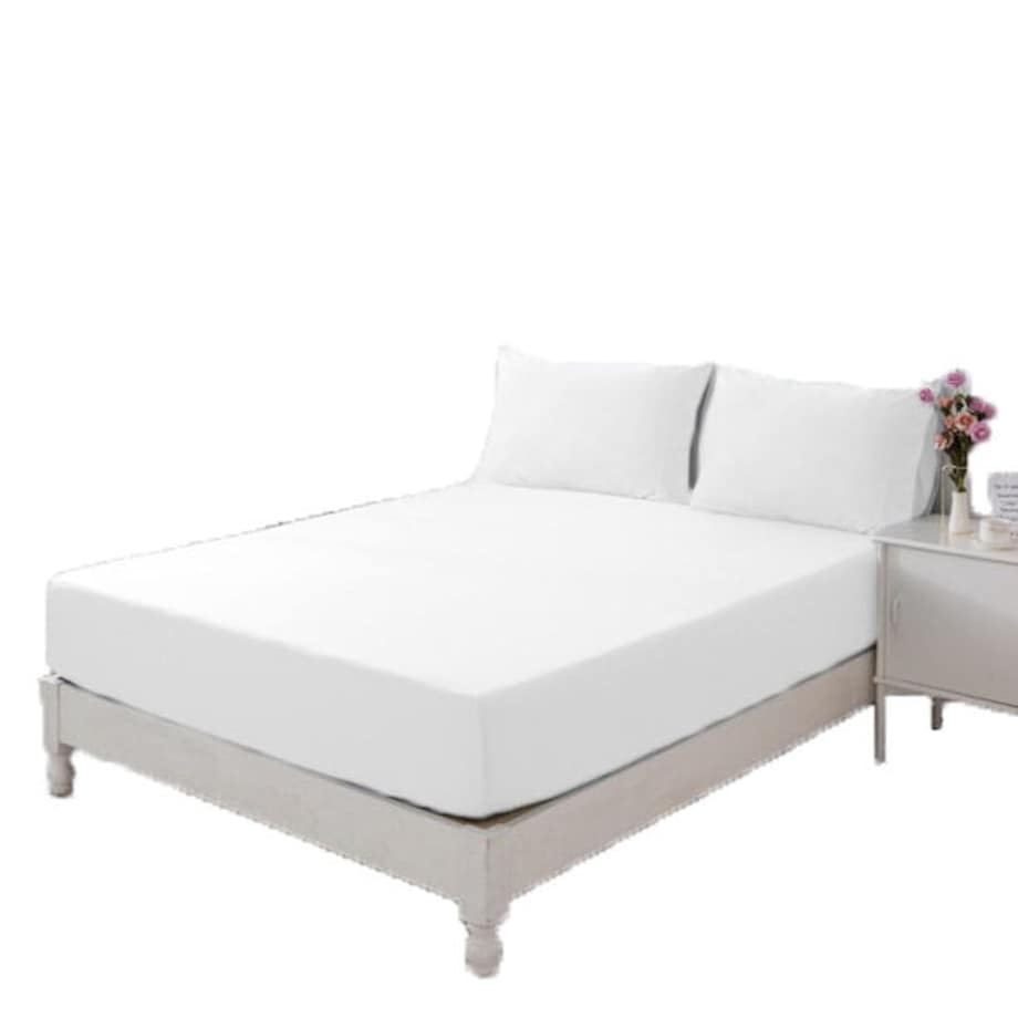 Prześcieradło z gumką JERSEY bawełna czesana 90x200 POLSKIE GRUBE BIAŁE WYSOKI MATERAC 25 CM