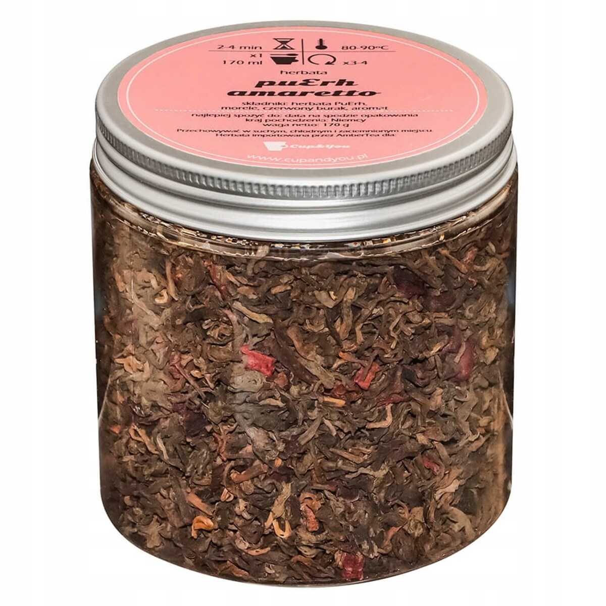 Herbata czerwona pu-erh AMARETTO o smaku wykwintnego amaretto PREMIUM - herbata liściasta sypana mieszanka napar susz - gotowa na prezent upominek
