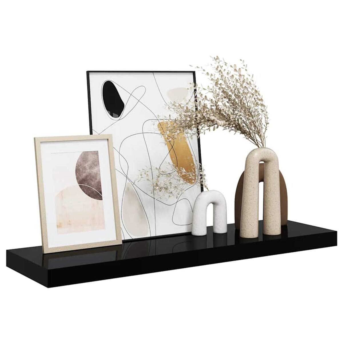 vidaXL Półka ścienna, wysoki połysk, czarna, 80x23,5x3,8 cm, MDF