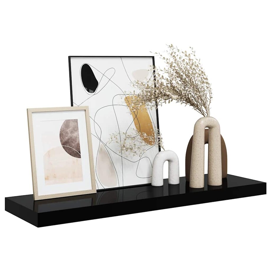 vidaXL Półka ścienna, wysoki połysk, czarna, 80x23,5x3,8 cm, MDF