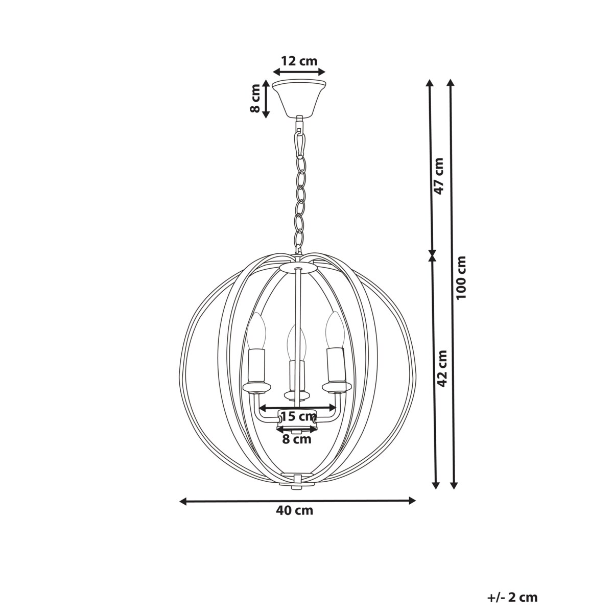 Żyrandol metalowy 3-punktowy srebrny TENOIRO