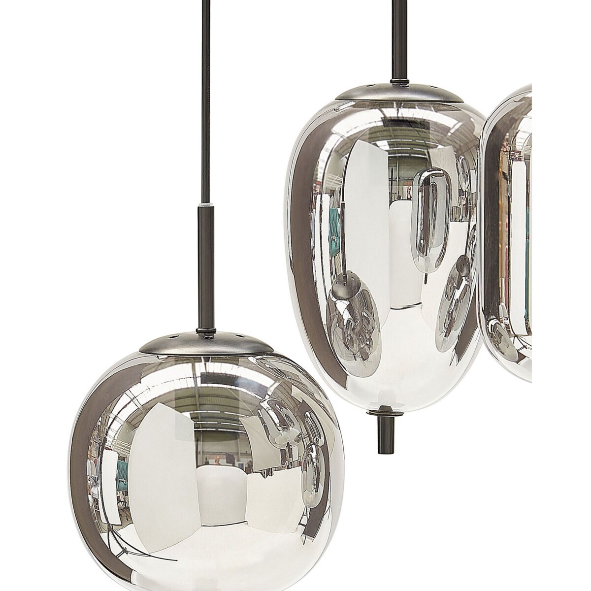 Lampa wisząca szklana 7-punktowa srebrna TARLO