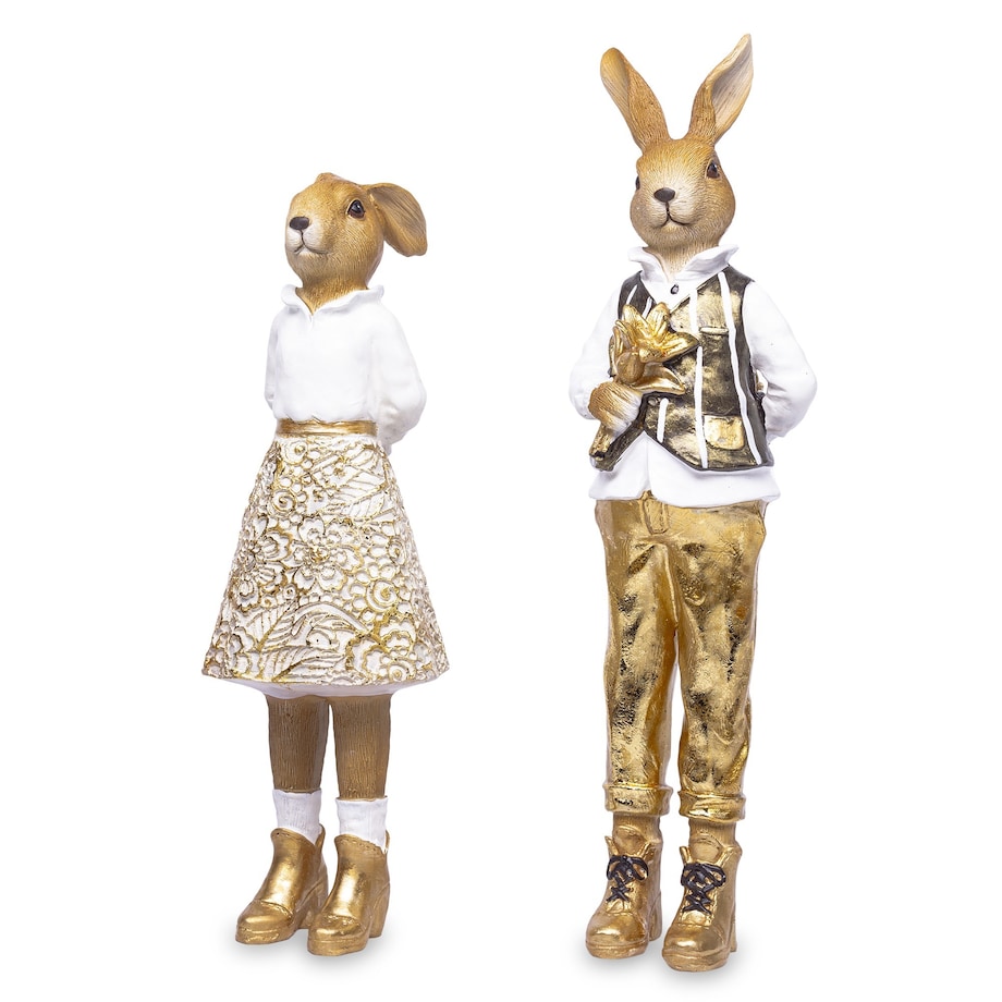 Dekoracja - para królików 24x8,5x7,5 i 28x8x6,5 cm GIOVANI