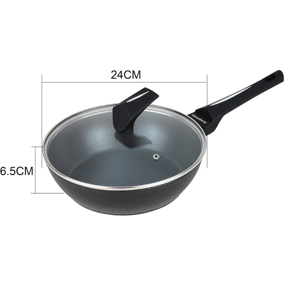 Patelnia głęboka z powłoką marmurową non-stick 24cm indukcja KLAUSBERG