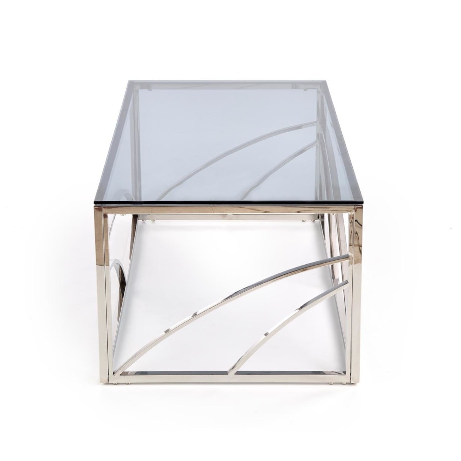 STOLIK KAWOWY Taman SZKLANY srebrny 120/60/45 cm stal