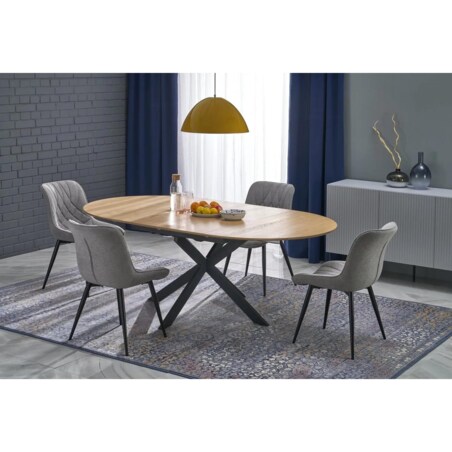 Stół rozkładany ACORD 120(200)x120 dąb naturalny/czarny