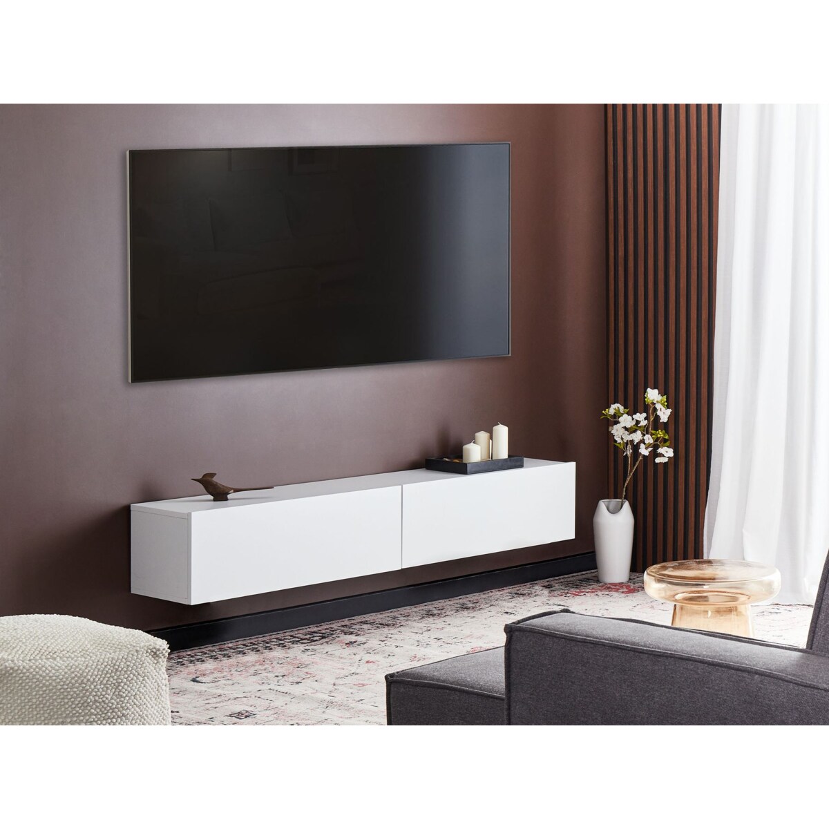 Wisząca szafka RTV GLADSTONE Biały