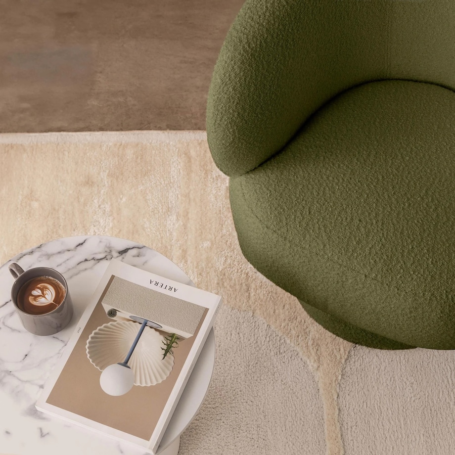 Fotel obrotowy 80x72x70 cm bouclé Nalf - VI oliwkowozielony
