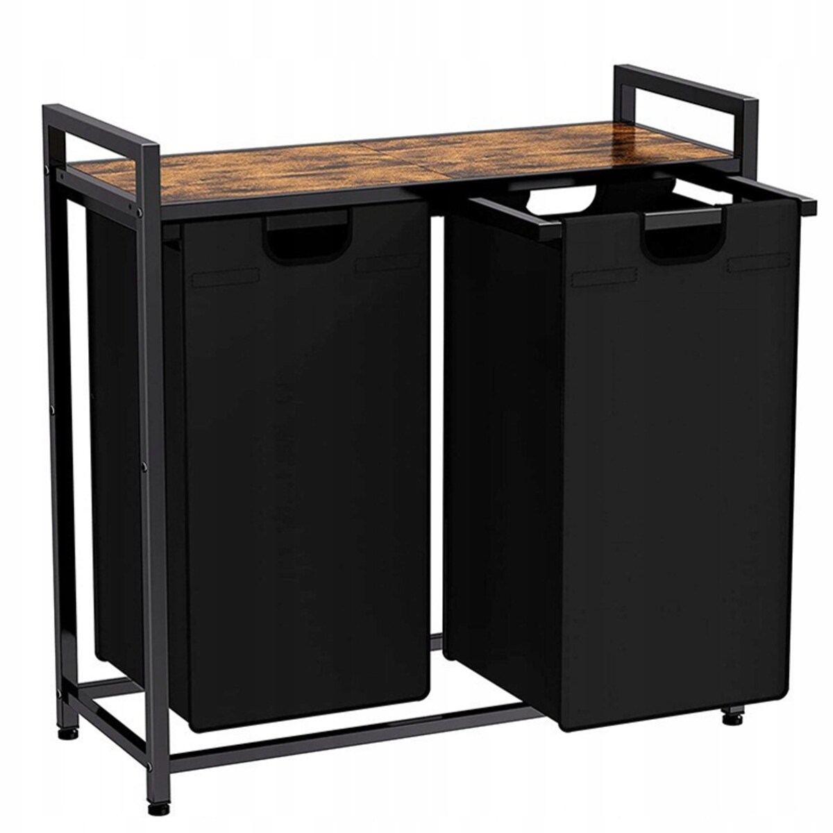 Duży kosz na pranie dwukomorowy z półką industrialny regał pojemnik loft