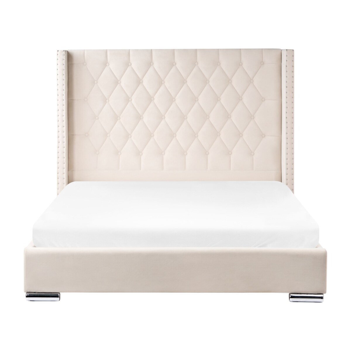 Łóżko Welur LUBBON 160 x 200 cm Złamana biel