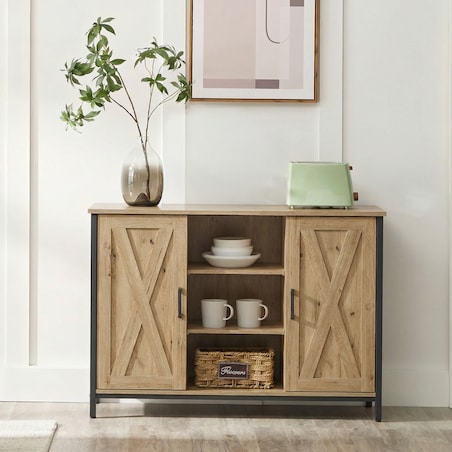 Komoda do salonu nowoczesny styl, dąb artisan, czarny