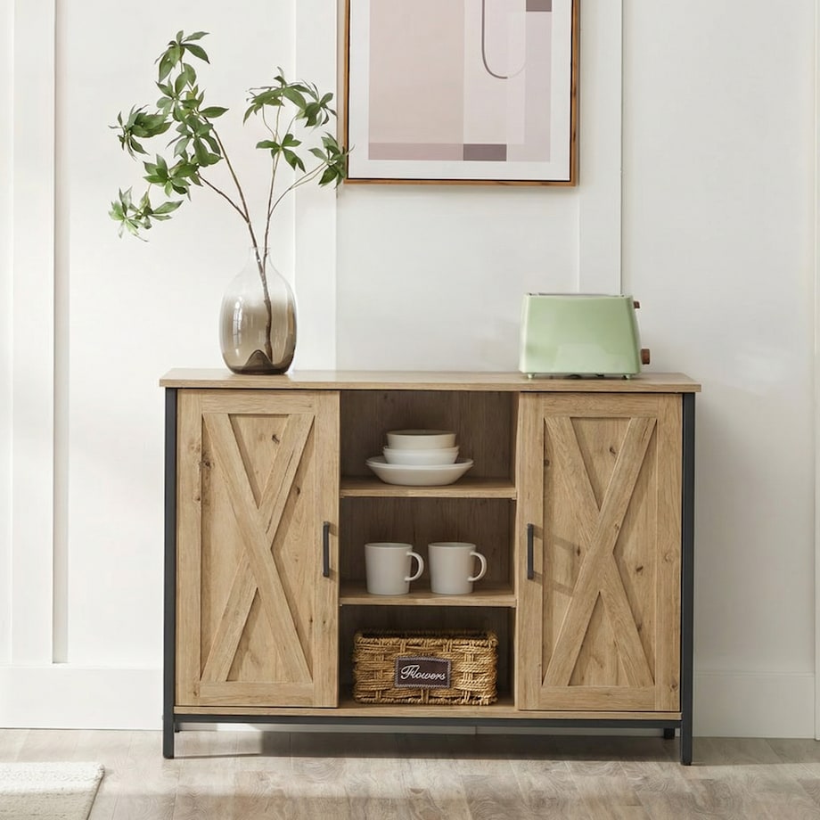 Komoda do salonu nowoczesny styl, dąb artisan, czarny