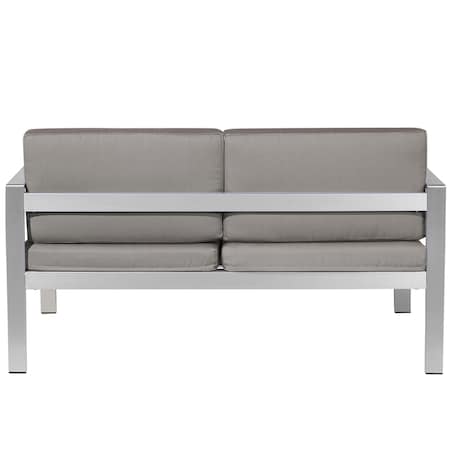 Ławka ogrodowa z poduchą SALERNO 142 cm Metal Ciemnoszary