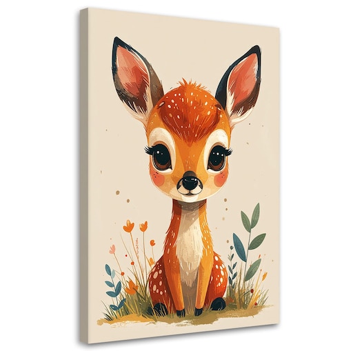 Obraz do pokoju dziecka niemowlaka, Mała sarenka zwierzęta leśne 80x120 cm