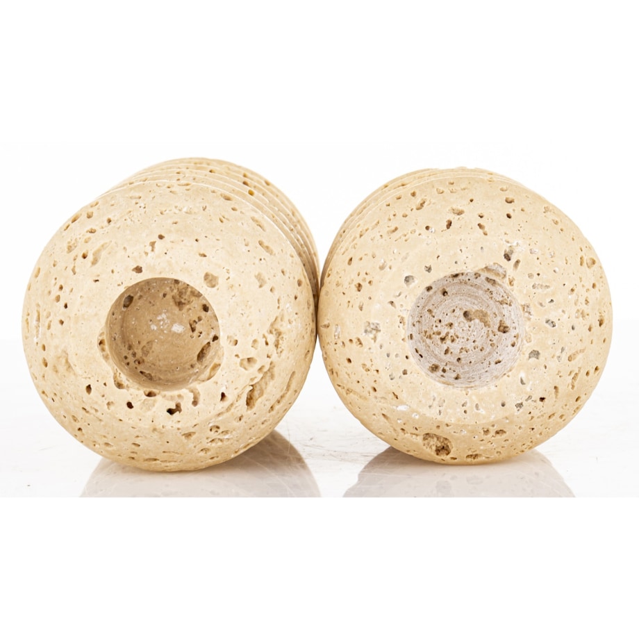 Świecznik komplet 2 szt. 12x6x6 cm TRAWERTYN beżowy