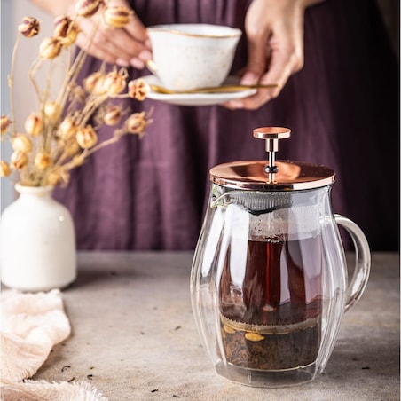 Zaparzacz do kawy herbaty 0.60L French Press różowe złoto KLAUSBERG