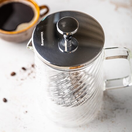 Zaparzacz do kawy herbaty szklany 350ml French Press srebrny KLAUSBERG