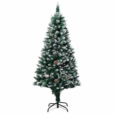 vidaXL Sztuczna choinka z LED, bombkami i szyszkami, 180 cm