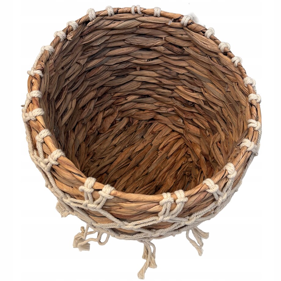 DONICZKA BOHO 28cm naturalna z makramą osłonka donica do salonu palmy