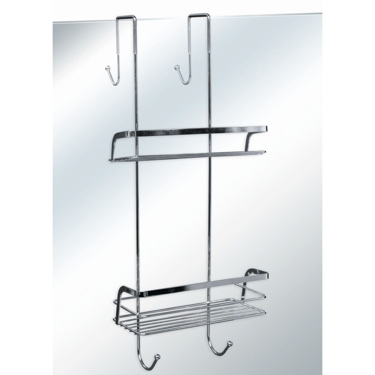 Kleine Wolke Leona Zawieszany Koszyk prysznicowy podwójny prostokątny srebrny