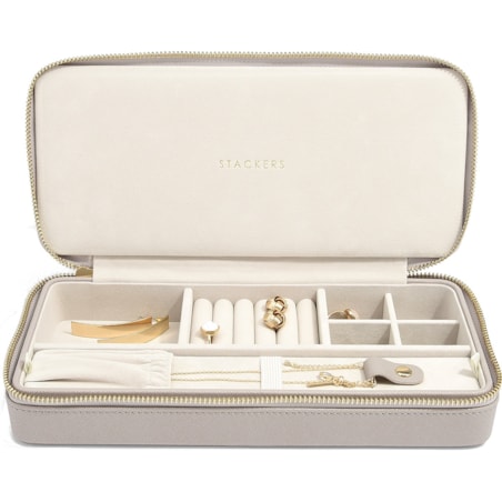 Pudełko podróżne na biżuterię z miejscem na naszyjniki Stackers taupe