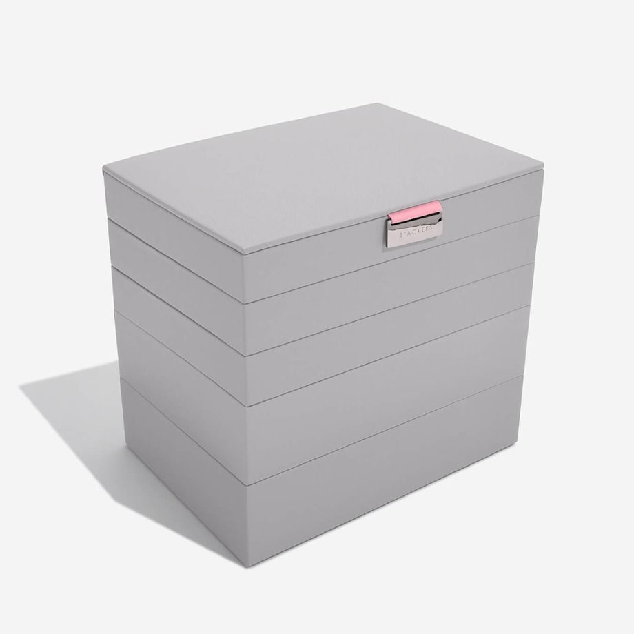 Szkatułka na biżuterię Stackers pięcioelementowa classic szaro-różana