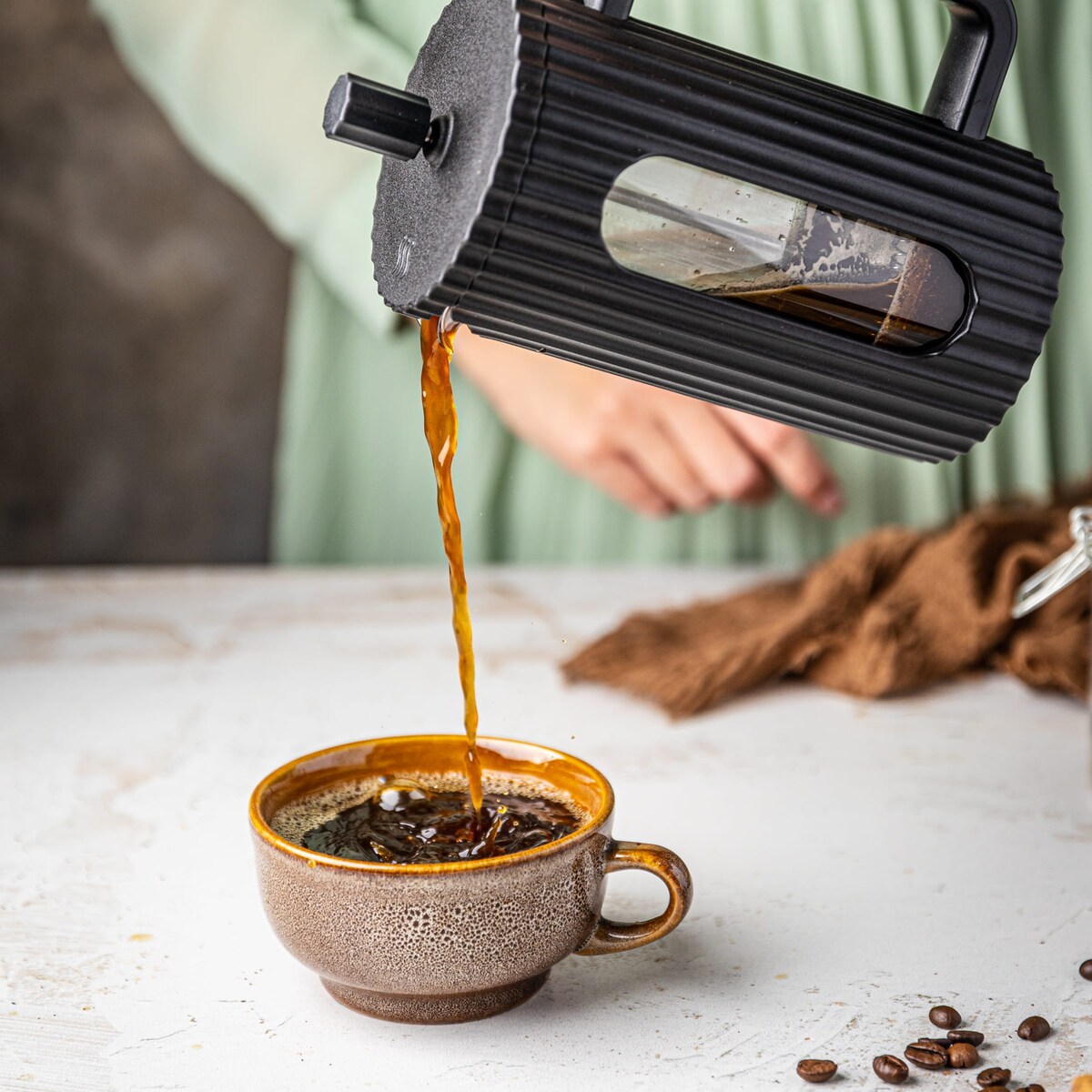 Zaparzacz do herbaty kawy szklany French Press 350 ml czarny KLAUSBERG