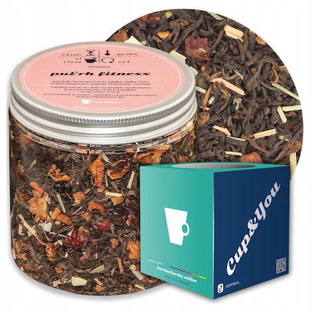 Herbata czerwona pu-erh FITNESS o smaku pomarańczy z kremowymi morelami - herbata liściasta sypana mieszanka napar susz - gotowa na prezent upominek