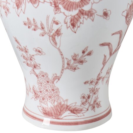 Wazon z pokrywką SEWILLA Porcelana 38 cm Czerwony/ biały