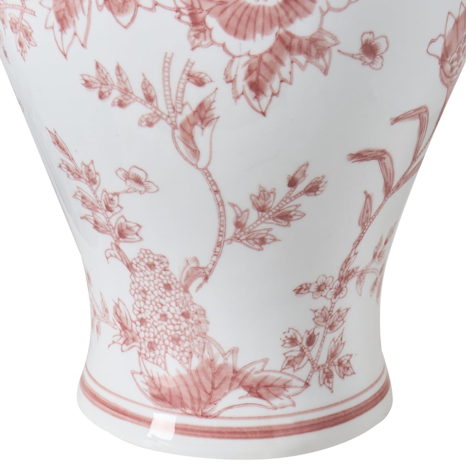 Wazon z pokrywką SEWILLA Porcelana 38 cm Czerwony/ biały