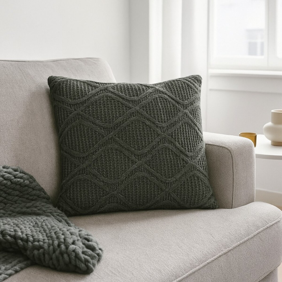 Poduszka dekoracyjna CHENILLE, dzianinowa, 45 x 45 cm