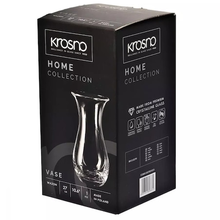 Wazon na Kwiaty Szklany Wysoki Długi Krosno 27 cm Przezroczysty Prosty