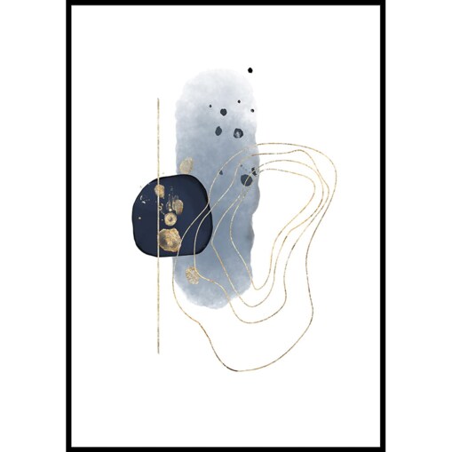 plakat abstract blue and gold no 3 21x30 cm